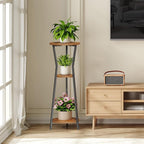 Plant Stand Indoor, 3 Tier Round Corner Plant Stand Indoor, Round Plant Holder Rack, 35" Tall Plant Shelf for Living Room, Balcony, Patio, Rustic Brown and Black PSHR0401