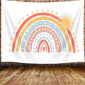 Rainbow Decor Tapestry, Bohemian Colorful Rainbow Tapestry Wall Hanging for Classroom Kids Girls Bedroom Aesthetic, Retro Bohemian Pastel Tapestries Poster Blanket College Dorm Home Decor 71X60Inches