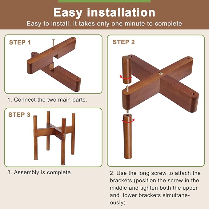 Plant Stand Indoor, Wood Plant Holder, Mid Century Modern Decor Tall Planter Stands, 2 Height Displays Corner Single Flower Stand for Balcony, Living Room, Garden Patio Fit 5-8 Inch Pots