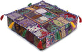 Mam Treasures Indian Bohemian Decorative Pillow Vintage Cushion Cover Patchwork Square Floor Pillow Cover Meditation Cushion Large Floor Pillow Indian Cushion (Purple, 22 X 22 X 5 Inch)