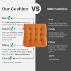 Meditation Floor Pillow Set of 2, Large Velvet Floor Pillows for Sitting, Tufted Floor Seating Cushions for Adults, Big Pillows for Yoga & Living Room, 22x22 Inch, Orange