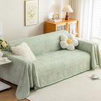 ROOMLIFE Green Sofa Cover, Vintage Boho Couch Cover for 3 Cushion Sofa, Soft Breathable Sofa Cover for Dog, Washable Furniture Sofa Protector Cover Blanket with Tassel for Living Room, 71 '' X 118''