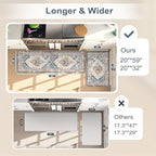 KIMODE Anti Fatigue Kitchen Mats for Floor, Boho Kitchen Rugs Sets of 2, Non Slip Waterproof Kitchen Floor Mat, Ergonomic Cushioned Standing Mat for Sink Laundry Desk Blue Glod 20"x59"+20"x32"
