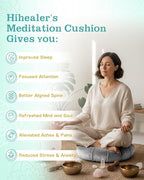 Hihealer Premium Meditation Cushion - Comfortable Floor Pillow for Adult Traditional Crescent Meditation Pillow Yoga Buckwheat Bolster (Grey)