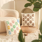 Jonhier Easter Throw Pillow Covers, Khaki Neutral Easter Egg Decorations with Tufted Embroidery, Boho Farmhouse Rustic Spring Indoor Decorative Pillows for Couch Sofa, 18x18 Inch, 1 PC