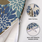 Brown Blue Pillow Covers 22X22 Inch Set of 2, Spring Summer Floral Dahlia Flower Cream Decorative Throw Pillow Covers Outdoor Modern Farmhouse Cushion Case for Home Couch Sofa Bed Decor