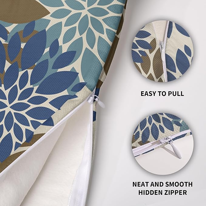 Brown Blue Pillow Covers 16X16 Inch Set of 2, Spring Summer Floral Dahlia Flower Cream Decorative Throw Pillow Covers Outdoor Modern Farmhouse Cushion Case for Home Couch Sofa Bed Decor
