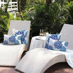 DFXSZ Blue Flower Pillow Covers 12x20 Inch Set of 2 Dark and Light Blue Colored Pillow Outdoor Waterproof Decor for Patio Funiture Garden Summer Floral Square Polyester pillowcovers 002E12