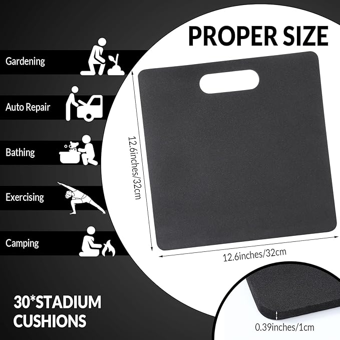 Sintuff 30 Pack Stadium Cushion Bulk,Stadium Seat Pads,Multi Use Kneeling Pads,Thick Bleacher Cushion Seat for Camping Hiking Picnic Trekking Travel Yoga Classroom Seating