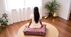 INDIAN CRAFT CASTLE 24" Red Peacock Mandala Barmeri Large Floor Pillow Cover Cushion Meditation Seating Ottoman Throw Cover Hippie Decorative Zipped Bohemian Pouf Ottoman Pom Pom Cases 24" Square
