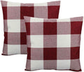 VAKADO Red White Outdoor Farmhouse Buffalo Plaids Decorative Throw Pillow Covers Retro Checked Square Cushion Cases Classic Coffee Check Home Decor for Couch Sofa Patio 26x26 Inch Pack of 2