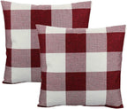 VAKADO Red White Outdoor Farmhouse Buffalo Plaids Decorative Throw Pillow Covers Retro Checked Square Cushion Cases Classic Coffee Check Home Decor for Couch Sofa Patio 22x22 Inch Pack of 2