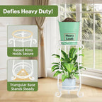 iDavosic.ly 2 Tier Metal Plant Stand Indoor Outdoor, Iron Corner Tall Flower Pot Holder Shelf, 27 Inch Vertical Heavy Duty Display Rack for Patio Porch Living Room Garden, White