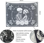 KJHL Black and White Gothic Witchy Skull Tapestry 44ʺ x 60ʺ Floral Constellation Skeleton Aesthetic Tapestries Wall Hanging for Bedroom Dorm