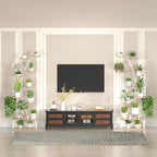 Plant Stand Shelf Rack Indoor with 8 Built in Grow Light, 10 Tiered 65" Tall White Large Lighted Half Moon Curved Plant Stand for Indoor Growing, 2 Pack Arch Sturdy High Herb Shelving