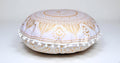 CRAFT KALA 22" Round Mandala Comfort Meditation Floor Pillow Cover, Large Pillows Seating Cover for Adults, Cushions Cover for Outdoor Yoga Fireplace Living Room Ottoman Cover White Gold Trishul