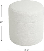 Spatial Order Upholstered Round Ottoman (No Lid, Seat Only) | Spatial Order Home Décor | Foot Rest Pouf – Cream Boucle