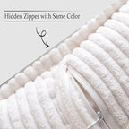 MIULEE Decorative Throw Pillow Covers for Couch Bed Livingroom 16x16 Inch Set of 2 White Boho Accent Throw Pllows Broadside Striped Patchwork Soft Corduroy Pillowcases