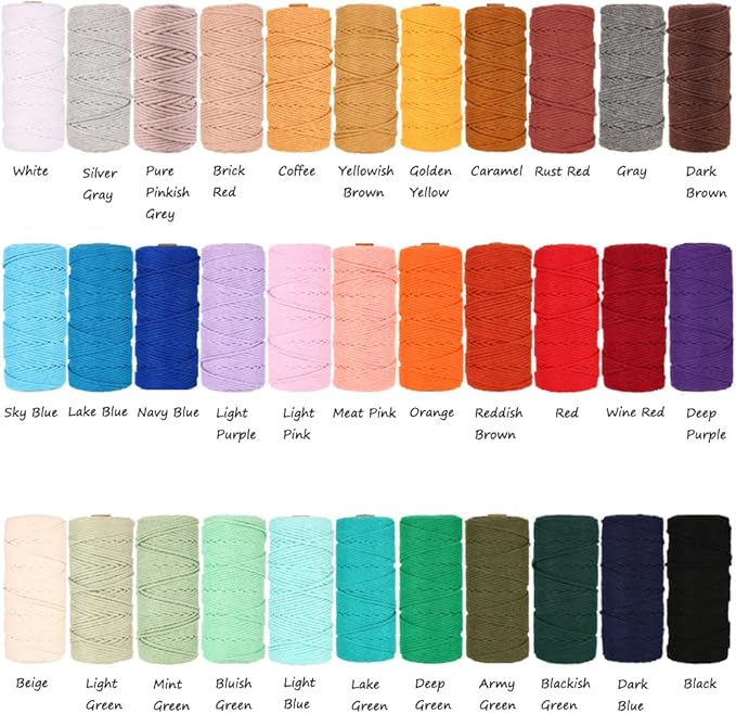 FLIPPED 100% Natural Macrame Cord,3mm x109 Yards Macrame Cords Colored Cotton Macrame Rope Craft Cord for DIY Crafts Knitting Plant Hangers Christmas Wedding Décor (Brick red, 3mm*109yards)