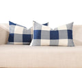 CARRIE HOME Navy Blue Buffalo Plaid Lumbar Pillow Covers 12x20 Set of 2 Blue Checkered Pillow Covers 12 x 20 Outdoor Farmhouse Lumbar Pillow Covers for Front Porch and Patio Furniture