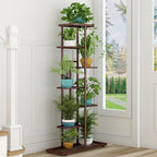 LINZINAR Plant Stand Metal 7 Tier 8 Potted Multiple Flower Pot Holder Shelf Indoor Outdoor Planter Display Shelving Unit for Patio Garden Corner Balcony Living Room, Bronze