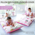 Butterfly Craze Floor Pillow Case - Lounger Support & Guest Bed Setup - Machine Washable Cover for Studio Apartment Essentials - Adjustable Floor Seating for Kids & Adults - Queen, Pink Ballerina