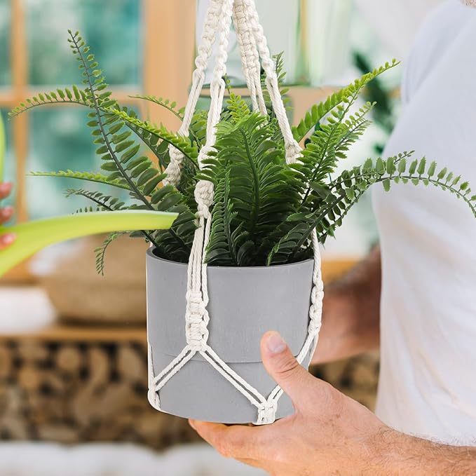 Macrame Plant Hangers, Modern Macrame Plant Hanger, Cotton Rope Hanging Planter for Indoor/Outdoor Balcony Home Decor (Planters/Plants Excluded)