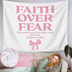 LIANGW Coquette Pink Bow Christian Tapestry Aesthetic, Coquette Preppy Room Decor for Teen Girls & Women, Wall Tapestry for Bedroom, Cute Bible Verses Tapestries Wall Hanging 50x60 inche