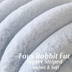 FUTEI Light Blue Decorative Throw Pillow Covers 22x22 Inch Set of 2, Square Soft Faux Rabbit Fur Thick Striped Cushion Cover,Spring Home Decor for Couch Bed Living Room