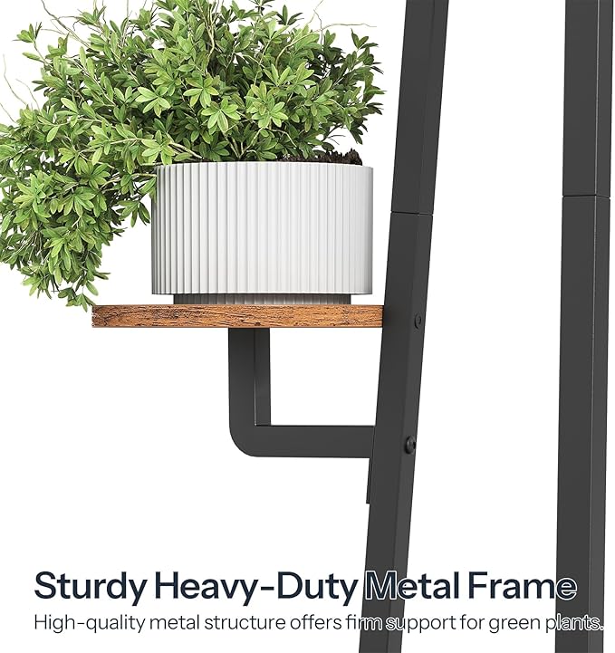 HOOBRO Plant Stand Indoor with Grow Lights, 7-Tier Plant Shelf for Multiple Indoor Plants, 47.2” Corner Plant Stand Organizer with Metal Frame, for Living Room, Balcony, Patio, Rustic Brown BF04DHJ01