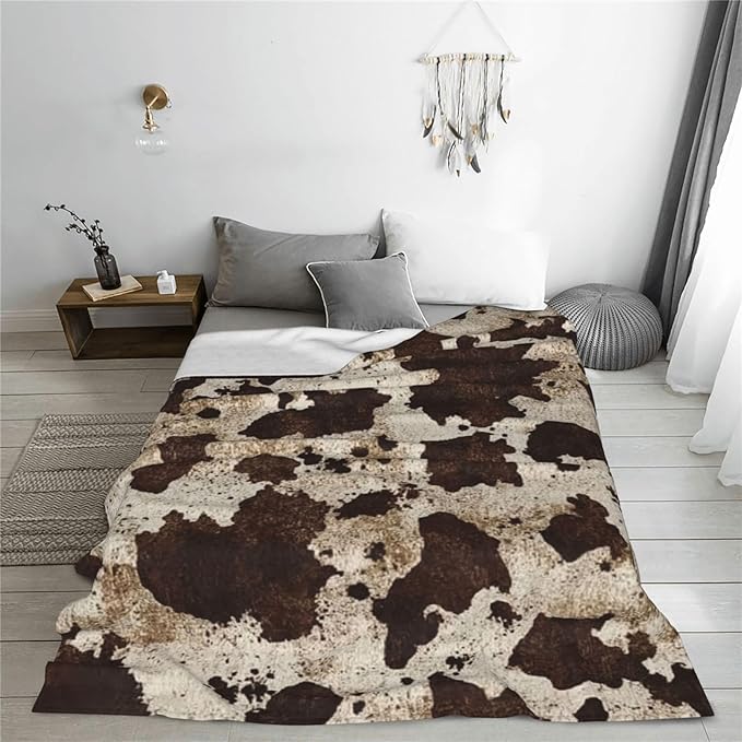 Cow Throw Blanket Soft Flannel Blanket 60"x50" in Bed Blanket Home Decor for Room Sofa Couch All Season