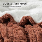 EverGrace Jacquard Boho Sherpa Fleece Throw Blanket for Couch, Super Soft Cozy Fuzzy Plush Blankets for All Seasons, Reversible Thick Warm Blanket for Bed, Sofa, Living Room, Terracotta, 50" x 60"