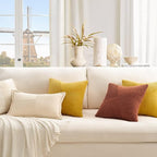 Topfinel Set of 2 Decorative Yellow Throw Pillow Covers 20x20 Inch for Couch Sofa Bed, Rustic Farmhouse Boho Home Decor, Soft Corduroy Windmill Textured Striped Patchwork Cushion Cases