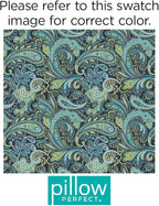 Pillow Perfect Paisley Indoor/Outdoor Sofa Setee Swing Cushion, Tufted, Weather, and Fade Resistant, 19" x 44", Blue/Green Pretty,