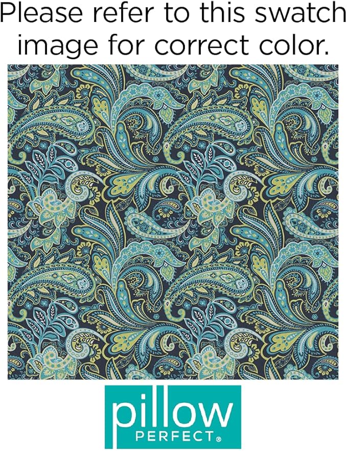 Pillow Perfect Paisley Indoor/Outdoor Sofa Setee Swing Cushion, Tufted, Weather, and Fade Resistant, 19" x 44", Blue/Green Pretty,