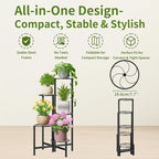 Corner Plant Stand Indoor Outdoor Tall Metal Flower Pot Stands for Multiple Plants 5 Tier Heavy Duty Plant Shelf for Patio Garden Balcony Living Room Bedroom Black Kite