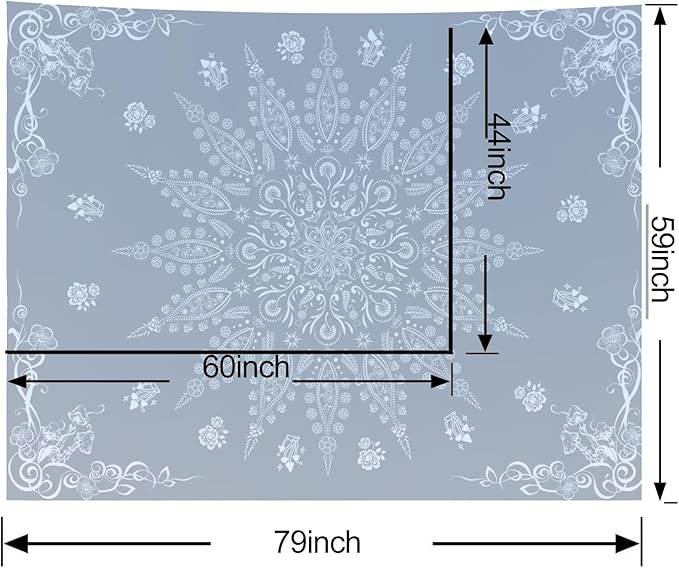 KJHL Floral Bohemian Tapestry Black and White Flower Aesthetic Tapestry Mandala Room Decor Wall Hanging Boho Tapestries for Bedroom Dorm(Black, 44" x 60")