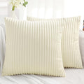Simmore Decorative Spring Throw Pillow Covers 18x18 Set of 2, Soft Natural Plush Flannel Double-Sided Fluffy Couch Pillow Covers for Sofa Living Room, Beige