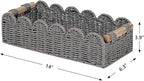 CubesLand Scalloped Edge Toilet Paper Storage Basket, Living Room Home Cozy Decor Basket, Paper Rope Small Baskets for Over Toilet Storage Shelf, End Table, Shelves, with 2 Wooden Handles, Grey
