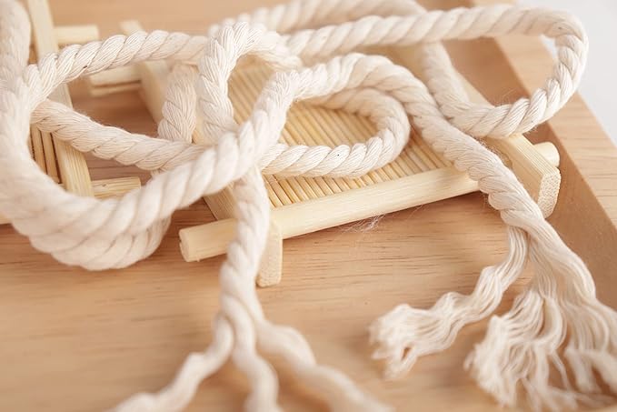 NOANTA Natural Macrame Cord 3mm x 220Yards, Beige Macrame Rope, Cotton Cord for Wall Hanging, Plant Hangers, Christmas Crafts, Knitting