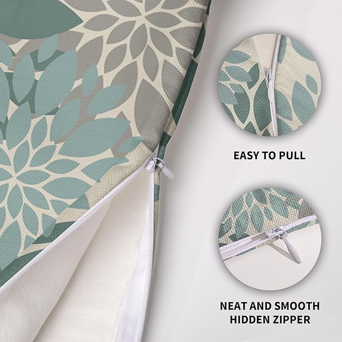 Aqua Blue Pillow Covers 20X20 Inch Set of 2, Dahlia Flower Spring Summer Floral Cream Decorative Throw Pillow Covers Outdoor Modern Farmhouse Cushion Case for Home Couch Sofa Bed Decor