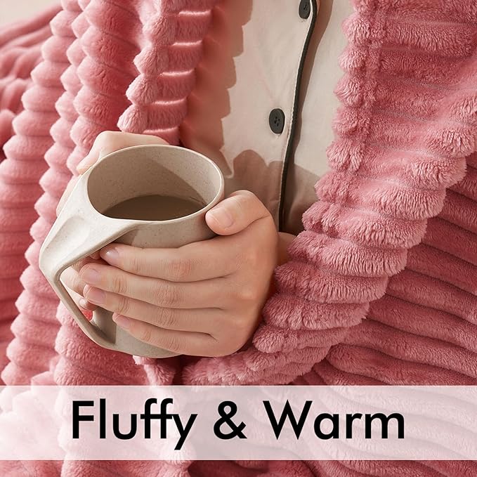 MIULEE Valentines Pink Throw Blanket 3D Ribbed Jacquard Fleece Flannel Velvet Plush Decorative Bed Blanket (Throw, 50" x 60") - Super Soft, Lightweight, Warm and Cozy for Couch Sofa Home Decor