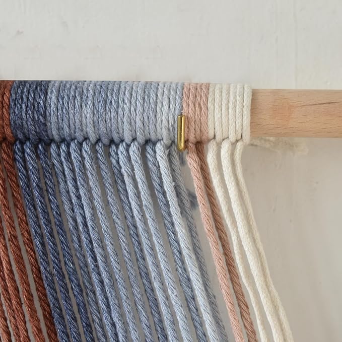 Macrame Wall Hanging Boho Wall Decor Red Blue Gradient Fiber Wall Art Handmade Yarn Wall Decor for Living Room Bedroom Nursery Apartment 57" W x 31" L