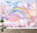 HVEST Pink Cloud Tapestry for Bedroom Rainbow Pastel Blue Sky Ceiling Tapestries Aesthetic Nature Landscape Tapestry for Living Room Girls Room Dorm, 60L x 80W Inches