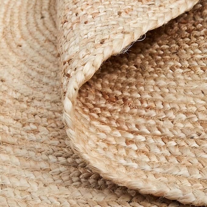 MDS Pack of 1 Handwoven Braided Jute Area Rug 2x5 feet Oval - 100% Natural Burlap Reversible Accent Rugs for Home Decor, Living Room, Doormat, Kitchen, Entryway Rug, Rustic, Farmhouse (2'x5')