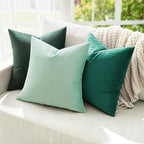 MIULEE Velvet Throw Pillow Covers 18x18 Inch, Pack of 2 - Mint Green, Soft Solid Decorative Pillow Covers Cushion Cases Modern Luxury Home Decor for Spring Couch Sofa Bedroom Livingroom