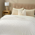 EverGrace Jacquard Boho Sherpa Fleece Throw Blanket for Couch, Super Soft Cozy Fuzzy Plush Blankets for Winter, Reversible Thick Warm Blanket for Bed, Sofa, Living Room, Off White, 108" x 90"