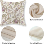 Chinoiserie Pillow Covers 20x20 Set of 2 Purple Green Floral Bird Throw Pillows Vintage Flowers Bird Decorative Pillow Cases Outdoor Chinoiserie Decor Farmhouse Cushion Case for Couch Sofa