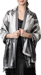 Achillea Reversible Paisley Pashmina Rave Scarf – Exotic Indian Shawls and Wraps for Evening Dresses, Festivals, All Seasons