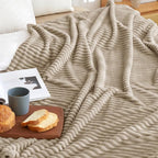 MIULEE Linen Throw Blanket 3D Ribbed Jacquard Fleece Flannel Velvet Plush Decorative Bed Blanket (Throw, 50" x 60") - Super Soft, Lightweight, Warm and Cozy for Couch Sofa
